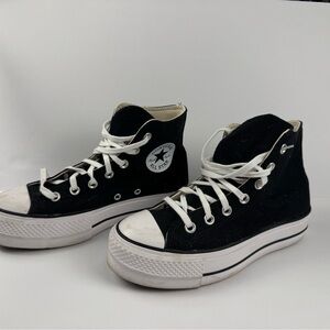 Converse Black and White High Top Sneakers platforms